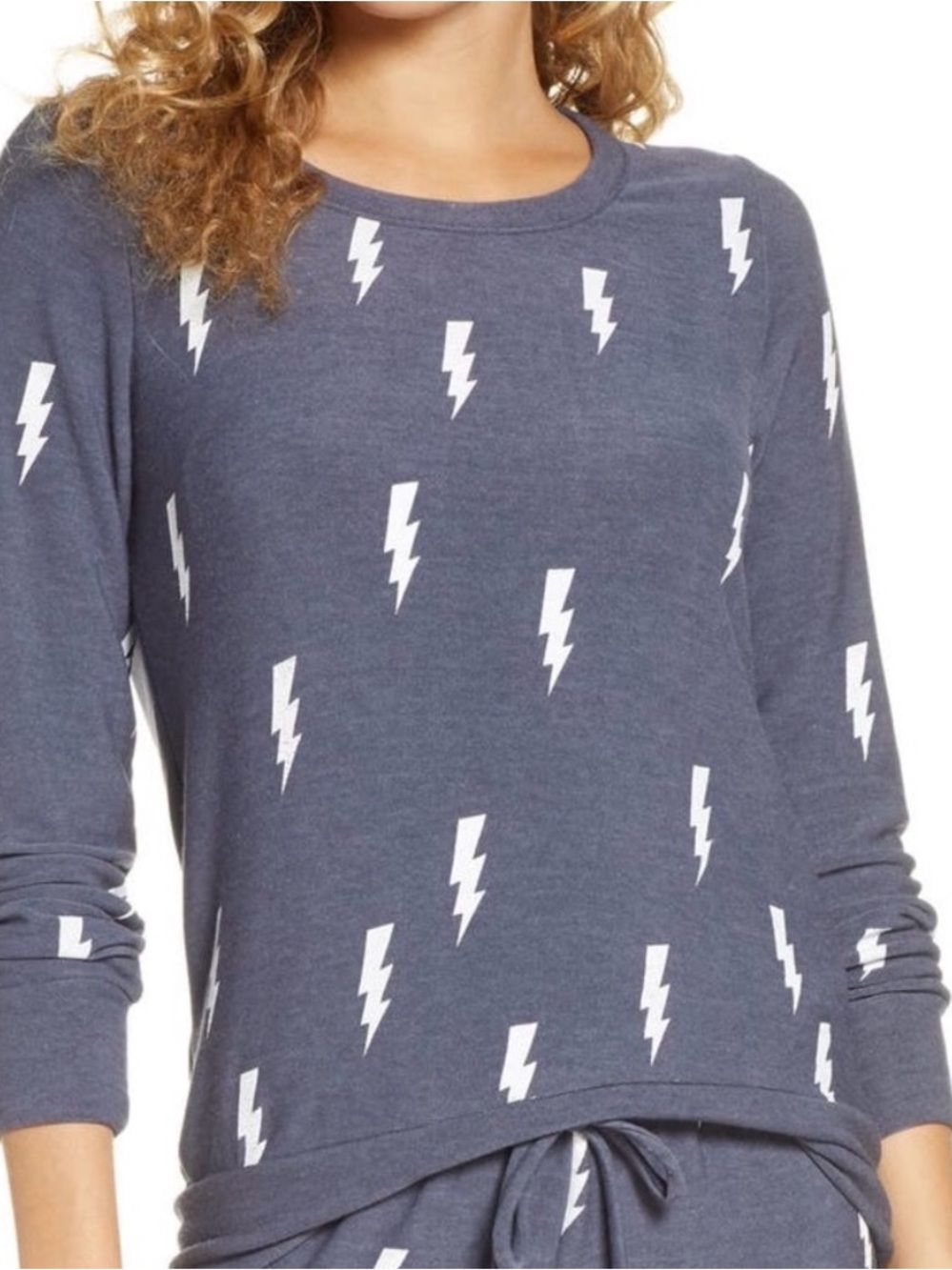 Anthropologies Chaser Woman’s Navy Lightning Bolt Long-Sleeve Tee Small